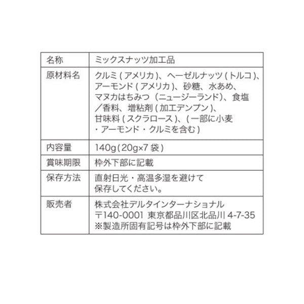 一週間分のロカボナッツ マヌカハニー ≪ 20g×7袋入り ≫